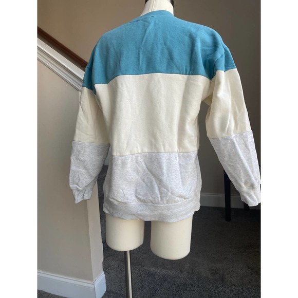 Forever 21 color block (teal/cream/heather gray) crewneck sweatshirt, Size Med - Picture 6 of 11